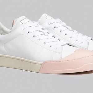 NIB MARNI SNEAKERS SIZE 7.5 | DADA BUMPER SNEAKER IN WHITE AND PINK LEATHER